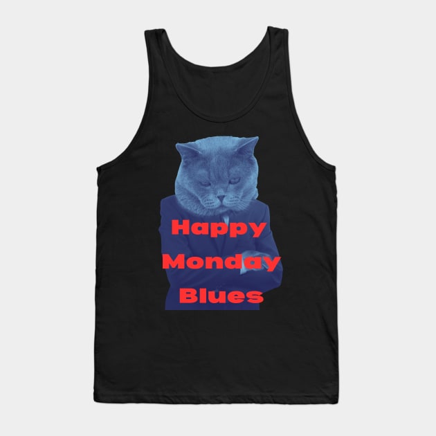 Happy Monday Blues: Funny Office Design Tank Top by Amourist